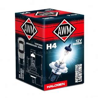 Лампа галогенная AWM H4 12V 60/55W (P43Т), (ШК 0817527011491, Артикул 410300003), Страна пр-ва Китай Лампа галогенная AWM H4 12V 60/55W (P43Т), (ШК 0817527011491, Артикул 410300003), Страна пр-ва Китай