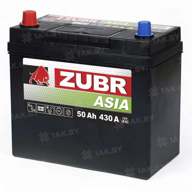 Аккумулятор ZUBR Premium Asia (50 Ah) 430 A, 12 V Прямая, L+ B24 ZU501JP 0