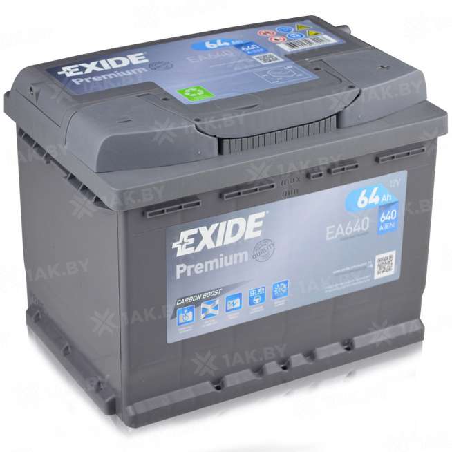 Аккумулятор EXIDE PREMIUM (64 Ah) 640 A, 12 V Обратная, R+ L2 EA640 0