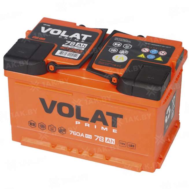 Аккумулятор VOLAT Prime (78 Ah) 760 A, 12 V Обратная, R+ LB3 VP780 12