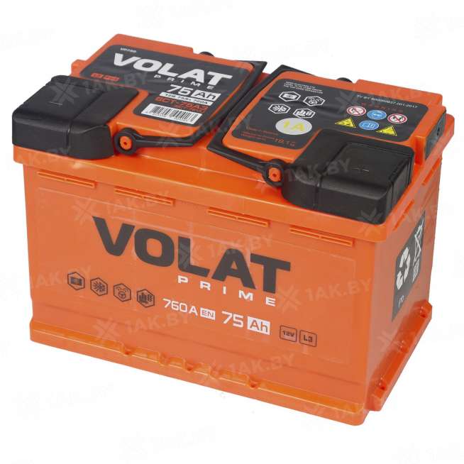 Аккумулятор VOLAT Prime (75 Ah) 760 A, 12 V Прямая, L+ L3 VP751 13