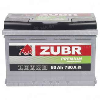 Аккумулятор ZUBR Premium (80 Ah) 780 A, 12 V Прямая, L+ L3 ZU801P 12