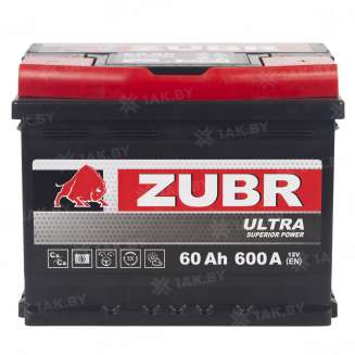Аккумулятор ZUBR Ultra (60 Ah) 600 A, 12 V Обратная, R+ L2 ZU600S 13