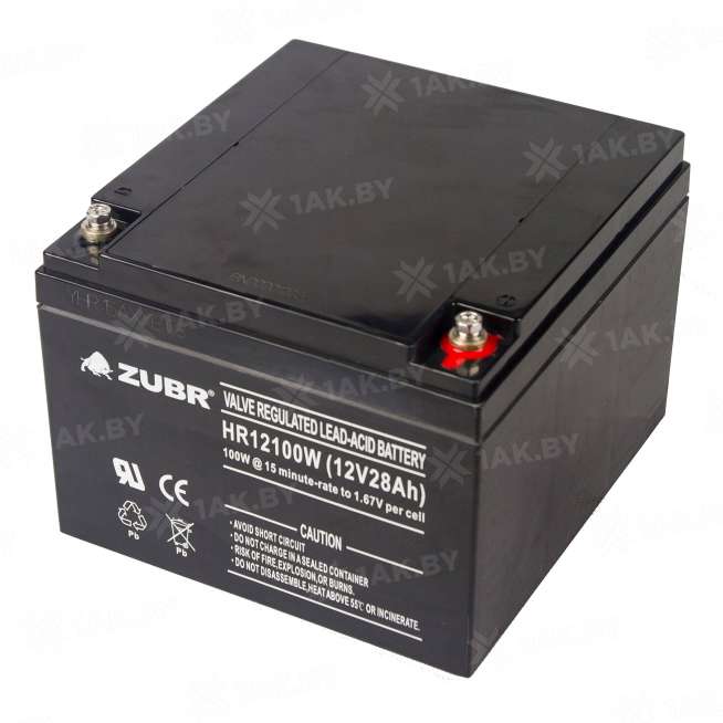 Аккумулятор ZUBR для ИБП, детского электромобиля, эхолота (28 Ah,12 V) AGM 166x175x125 8.8 кг 4