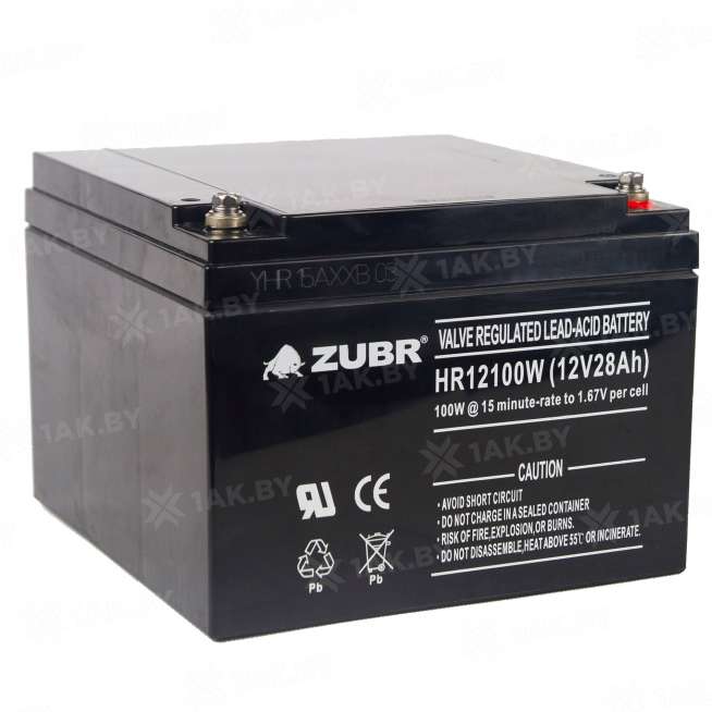 Аккумулятор ZUBR для ИБП, детского электромобиля, эхолота (28 Ah,12 V) AGM 166x175x125 8.8 кг 5