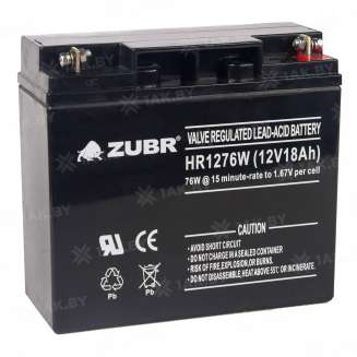 Аккумулятор ZUBR (18 Ah,12 V) AGM 181x77x167 5.7 кг 3