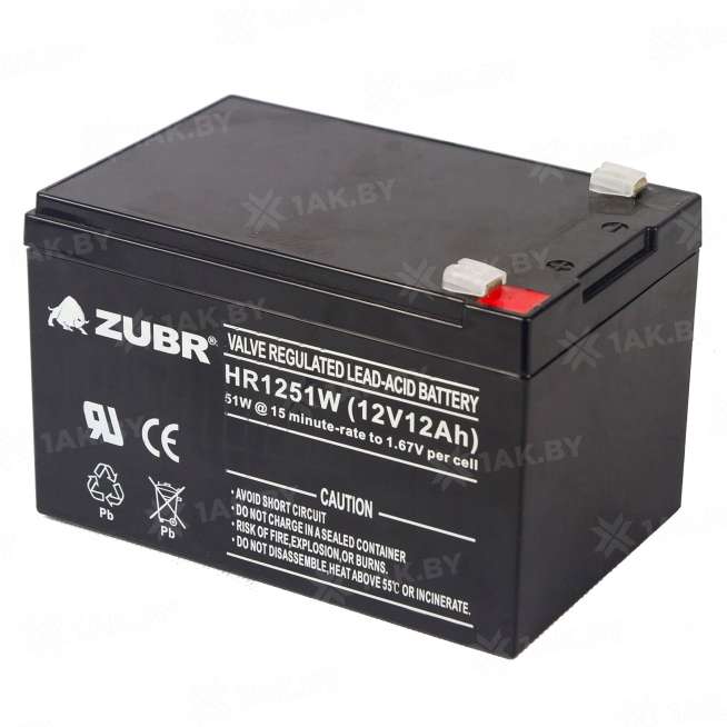 Аккумулятор ZUBR для ИБП, детского электромобиля, эхолота (12 Ah,12 V) AGM 151x98x94 4 кг 4