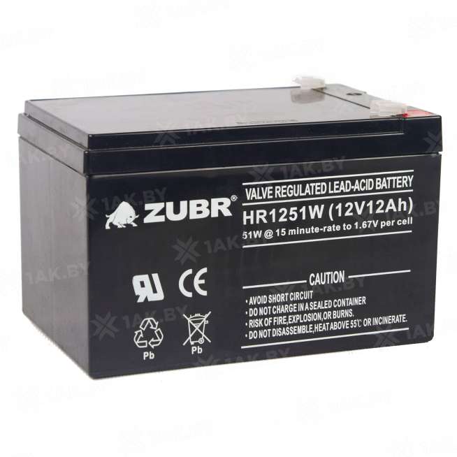 Аккумулятор ZUBR для ИБП, детского электромобиля, эхолота (12 Ah,12 V) AGM 151x98x94 4 кг 5