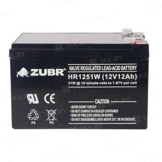 Аккумулятор ZUBR (12 Ah,12 V) AGM 151x98x94 4 кг 5