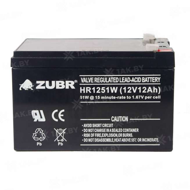 Аккумулятор ZUBR для ИБП, детского электромобиля, эхолота (12 Ah,12 V) AGM 151x98x94 4 кг 6