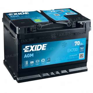 Аккумулятор EXIDE AGM (70 Ah) 760 A, 12 V Обратная, R+ L3 EK700 Аккумулятор EXIDE AGM (70 Ah) 760 A, 12 V Обратная, R+ L3 EK700