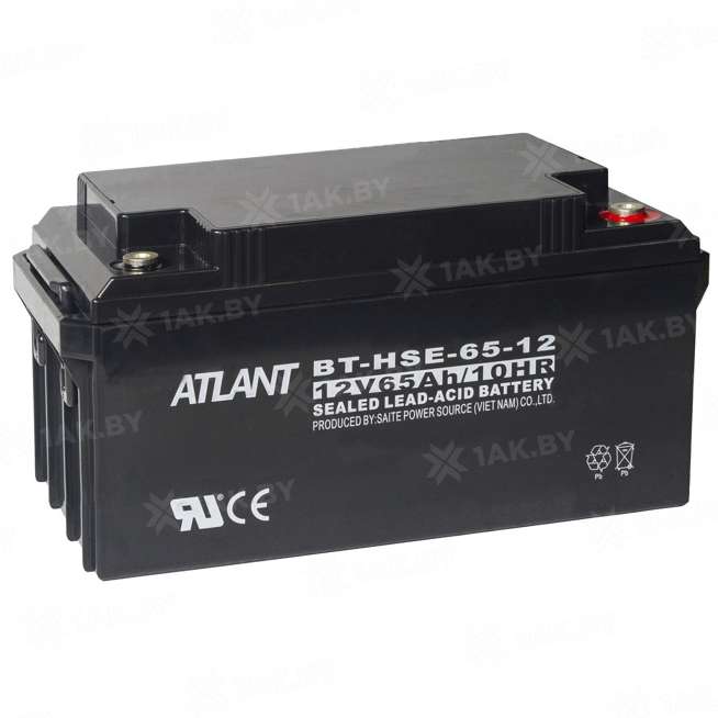 Аккумулятор ATLANT для ИБП, детского электромобиля, эхолота (65 Ah,12 V) AGM 350x166x179 19.9 кг 0