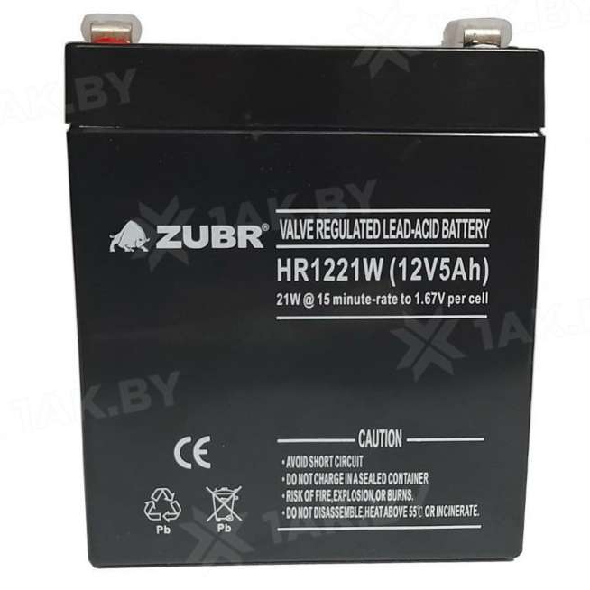 Аккумулятор ZUBR для ИБП, детского электромобиля, эхолота (5 Ah,12 V) AGM 90x70x101 1.73 кг 4
