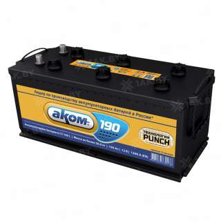 Аккумулятор AKOM 6CT (190 Ah) 1200 A, 12 V Прямая, L+ D5 6CT-190L Аккумулятор AKOM 6CT (190 Ah) 1200 A, 12 V Прямая, L+ D5 6CT-190L