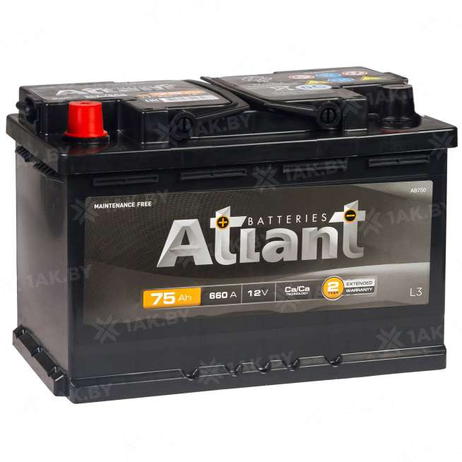 Аккумулятор ATLANT Black (75 Ah) 660 A, 12 V Прямая, L+ L3 AB751SU 0