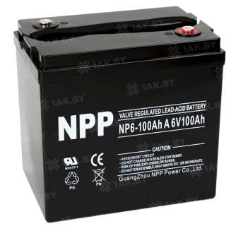 Аккумулятор NPP для ИБП, детского электромобиля, эхолота (100 Ah,6 V) AGM 194х170х205/210 14.8 кг 0