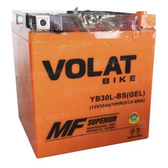 Аккумулятор для мотоцикла VOLAT (30 Ah) 400 A, 12 V Обратная, R+ YB30L-BS YB30L-BS (GEL)Volat 3