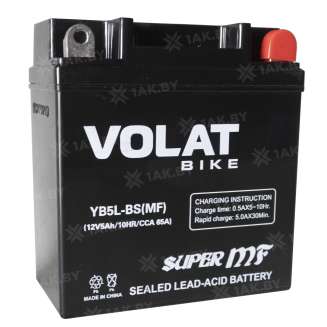 Аккумулятор для мотоцикла VOLAT (5 Ah) 65 A, 12 V Обратная, R+ YB5L-BS YB5L-BS (MF)Volat 1