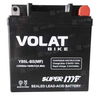 Аккумулятор для мотоцикла VOLAT (5 Ah) 65 A, 12 V Обратная, R+ YB5L-BS YB5L-BS (MF)Volat 0