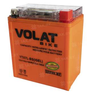 Аккумулятор для мотоцикла VOLAT (7 Ah) 100 A, 12 V Обратная, R+ YTX7L-BS YTX7L-BS(iGEL)Volat 0
