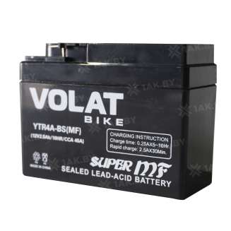 Аккумулятор для мотоцикла VOLAT (2.5 Ah) 45 A, 12 V Обратная, R+ YTR4A-BS YTR4A-BS(MF)Volat 0