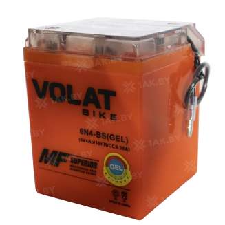 Аккумулятор для мотоцикла VOLAT (4 Ah) 30 A, 6 V Прямая, L+ 6N4-BS 6N4-BS (iGEL)Volat 1