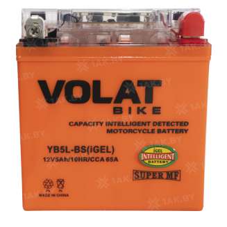 Аккумулятор для мотоцикла VOLAT (5 Ah) 65 A, 12 V Обратная, R+ YB5L-BS YB5L-BS(iGEL)Volat 0