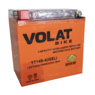 Аккумулятор для мотоцикла VOLAT (14 Ah) 155 A, 12 V Прямая, L+ YT14B-4 YT14B-4 (iGEL)Volat 1