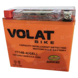 Аккумулятор для мотоцикла VOLAT (14 Ah) 155 A, 12 V Прямая, L+ YT14B-4 YT14B-4 (iGEL)Volat 3