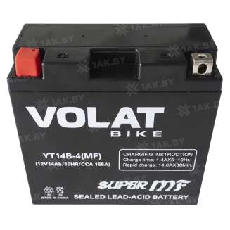 Аккумулятор для мотоцикла VOLAT (14 Ah) 155 A, 12 V Прямая, L+ YT14B-4 YT14B-4 (MF)Volat 0