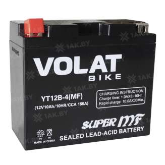 Аккумулятор VOLAT (10 Ah) 155 A, 12 V Прямая, L+ YT12B-4 YT12B-4 (MF) 4