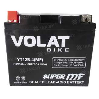 Аккумулятор VOLAT (10 Ah) 155 A, 12 V Прямая, L+ YT12B-4 YT12B-4 (MF) 6