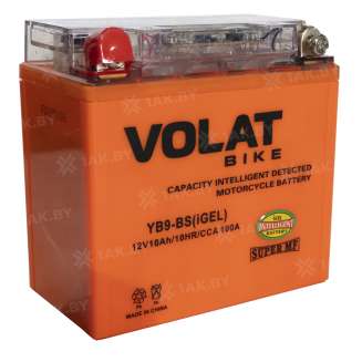 Аккумулятор для мотоцикла VOLAT (10 Ah) 100 A, 12 V Прямая, L+ YB9-BS YB9-BS (iGEL)Volat 1