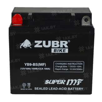 Аккумулятор для мотоцикла ZUBR (9 Ah) 135 A, 12 V Прямая, L+ YTX9-BS YTX9-BS (MF) 0