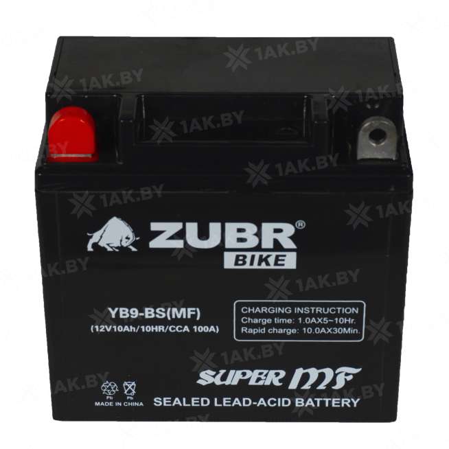 Аккумулятор для мотоцикла ZUBR (9 Ah) 135 A, 12 V Прямая, L+ YTX9-BS YTX9-BS (MF)ZUBR 1