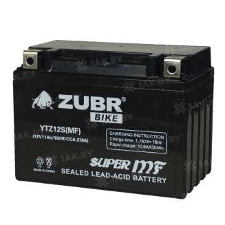 Аккумулятор для мотоцикла ZUBR (11 Ah) 210 A, 12 V Прямая, L+ YTZ12S YTZ12S (MF) 3