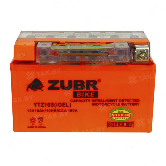 Аккумулятор для мотоцикла ZUBR (10 Ah) 190 A, 12 V Прямая, L+ YTZ10S YTZ10S (iGEL) 0