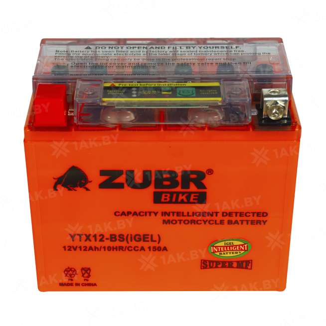 Аккумулятор для мотоцикла ZUBR (12 Ah) 150 A, 12 V Прямая, L+ YTX12-BS YTX12-BS (iGEL)ZUBR 2