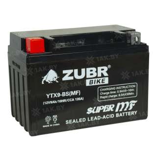 Аккумулятор для мотоцикла ZUBR (10 Ah) 100 A, 12 V Прямая, L+ YB9-BS YB9-BS (MF)ZUBR Аккумулятор для мотоцикла ZUBR (10 Ah) 100 A, 12 V Прямая, L+ YB9-BS YB9-BS (MF)ZUBR