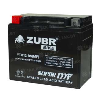 Аккумулятор для мотоцикла ZUBR (12 Ah) 150 A, 12 V Прямая, L+ YTX12-BS YTX12-BS (MF) 3