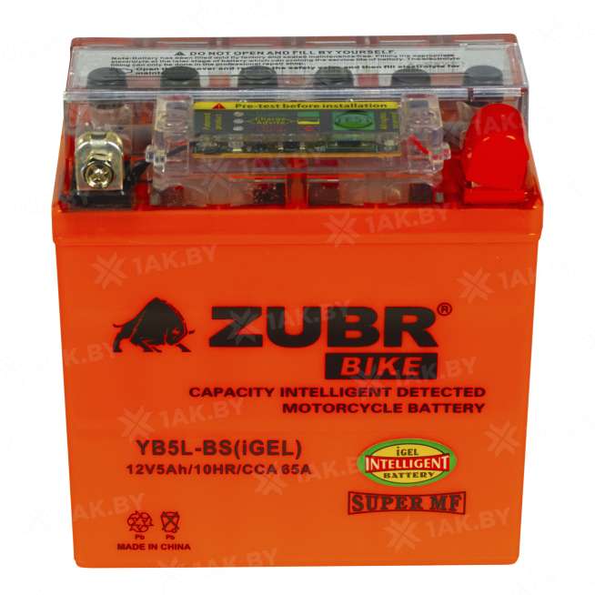 Аккумулятор для мотоцикла ZUBR (5 Ah) 65 A, 12 V Обратная, R+ YB5L-BS YB5L-BS (iGEL) 1