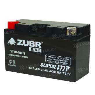 Аккумулятор для мотоцикла ZUBR (8 Ah) 130 A, 12 V Прямая, L+ YT7B-4 YT7B-4 (MF) 3
