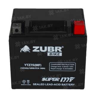 Аккумулятор для мотоцикла ZUBR (6 Ah) 100 A, 12 V Обратная, R+ YTZ7S YTZ7S (MF) 1