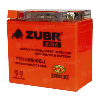 Аккумулятор для мотоцикла ZUBR (14 Ah) 200 A, 12 V Прямая, L+ YTX14-BS YTX14-BS (iGEL) 3
