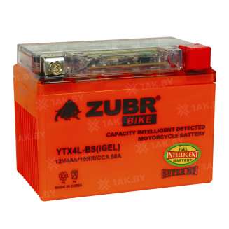 Аккумулятор для мотоцикла ZUBR (4 Ah) 50 A, 12 V Обратная, R+ YTX4L-BS YTX4L-BS (iGEL) 3