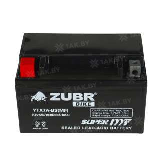 Аккумулятор для мотоцикла ZUBR (7 Ah) 105 A, 12 V Прямая, L+ YTX7A-BS YTX7A-BS (MF) 0