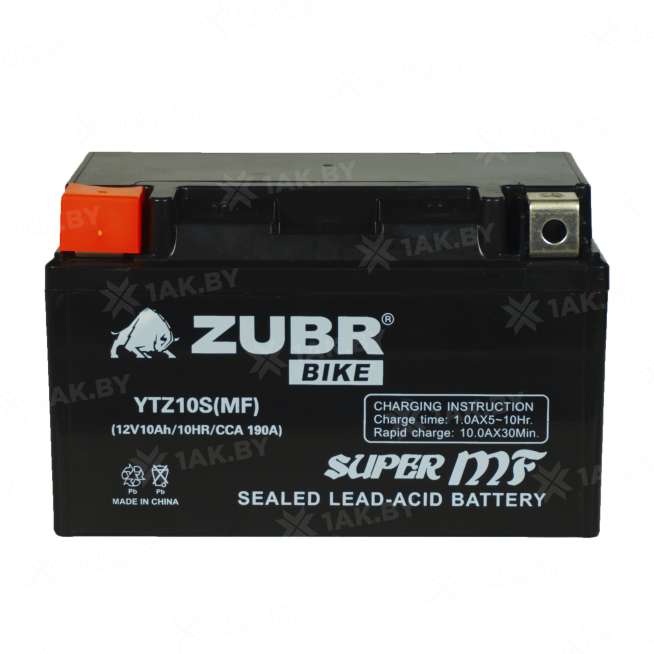 Аккумулятор для мотоцикла ZUBR (10 Ah) 190 A, 12 V Прямая, L+ YTZ10S YTZ10S (MF)ZUBR 2