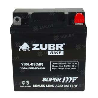 Аккумулятор ZUBR (5 Ah) 65 A, 12 V Обратная, R+ YB5L-BS YB5L-BS (MF) 0