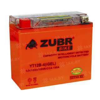 Аккумулятор для мотоцикла ZUBR (10 Ah) 155 A, 12 V Прямая, L+ YT12B-4 YT12B-4 (iGEL) Аккумулятор для мотоцикла ZUBR (10 Ah) 155 A, 12 V Прямая, L+ YT12B-4 YT12B-4 (iGEL)