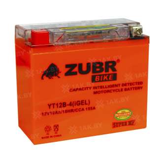 Аккумулятор для мотоцикла ZUBR (10 Ah) 155 A, 12 V Прямая, L+ YT12B-4 YT12B-4 (iGEL) 1